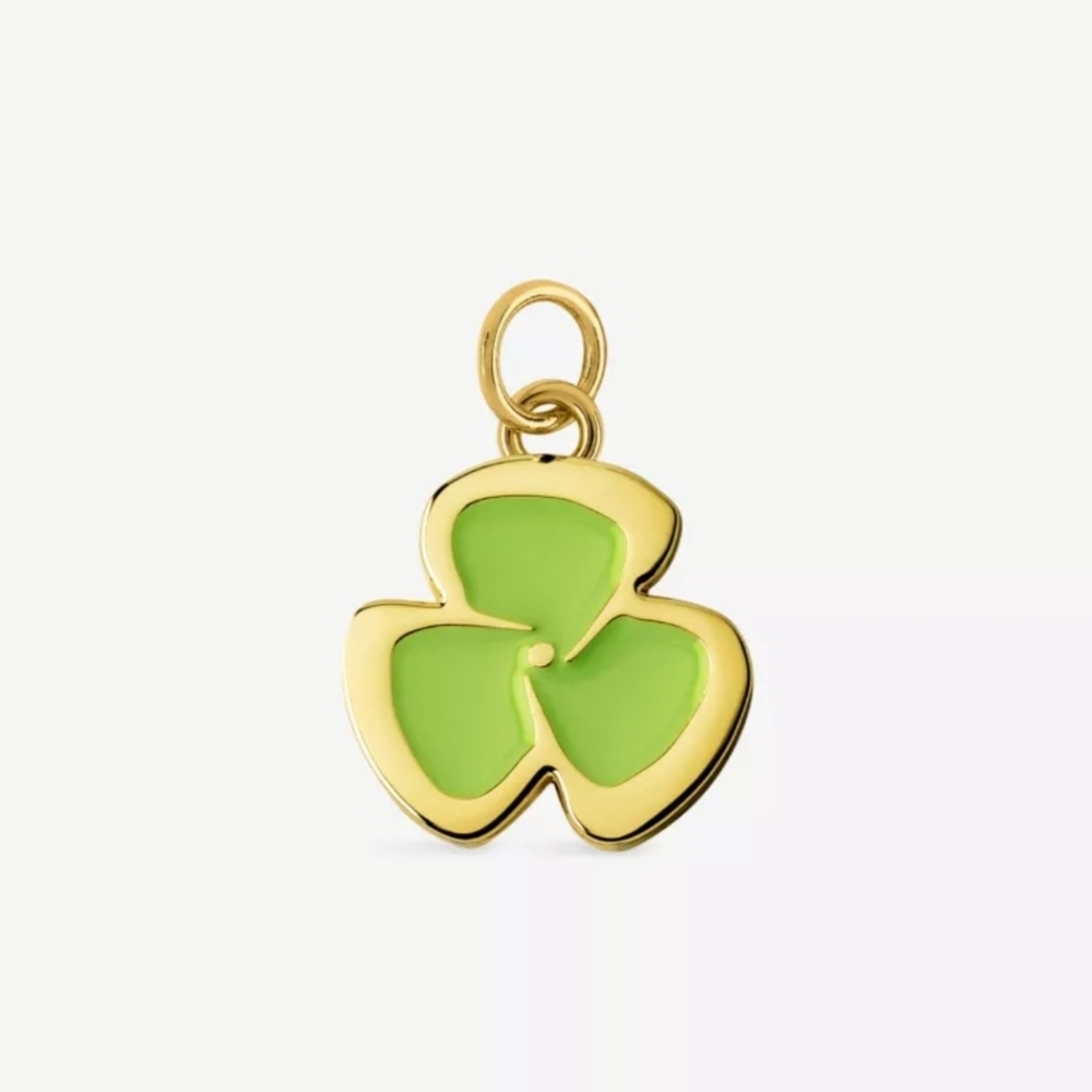 Christian Louboutin Pansy Charm Pendant Green & Gold